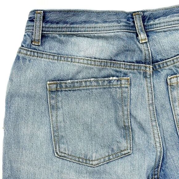 Free People Maggie Straight Leg Mid Rise Distressed Denim Jeans Size 26 Waist - Picture 14 of 15